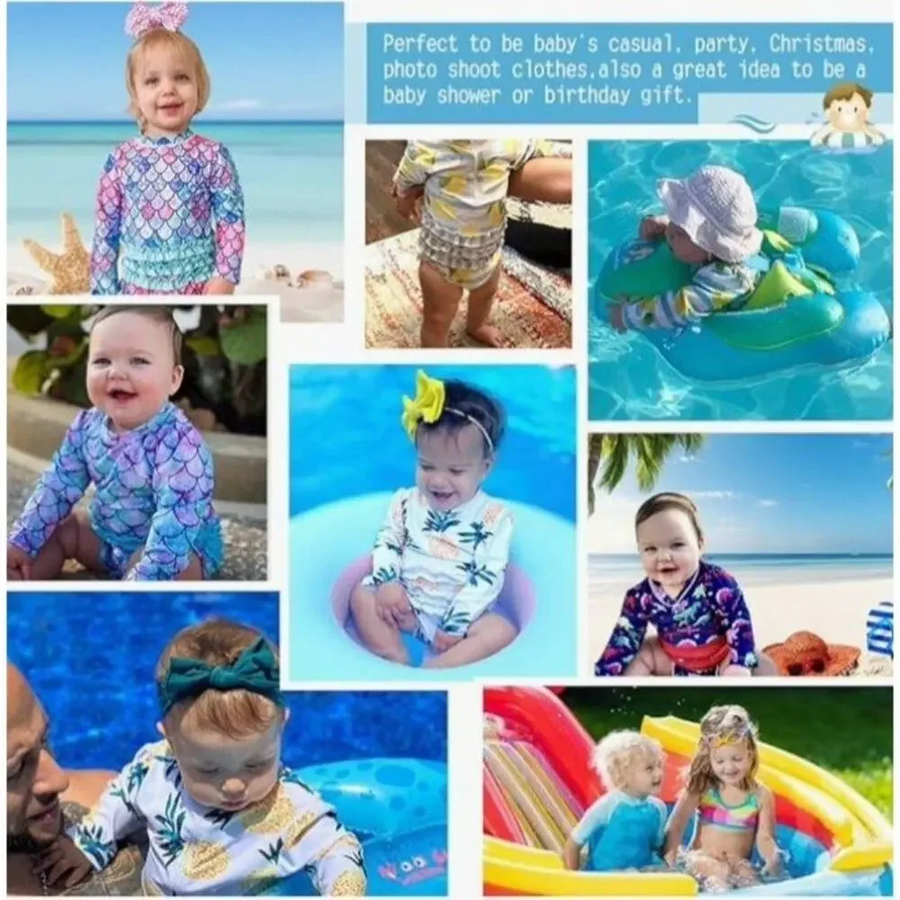 Mermaid Baby/Toddler Girls Size 12-18 months Rash Guard Swimsuit Long Sleeve One